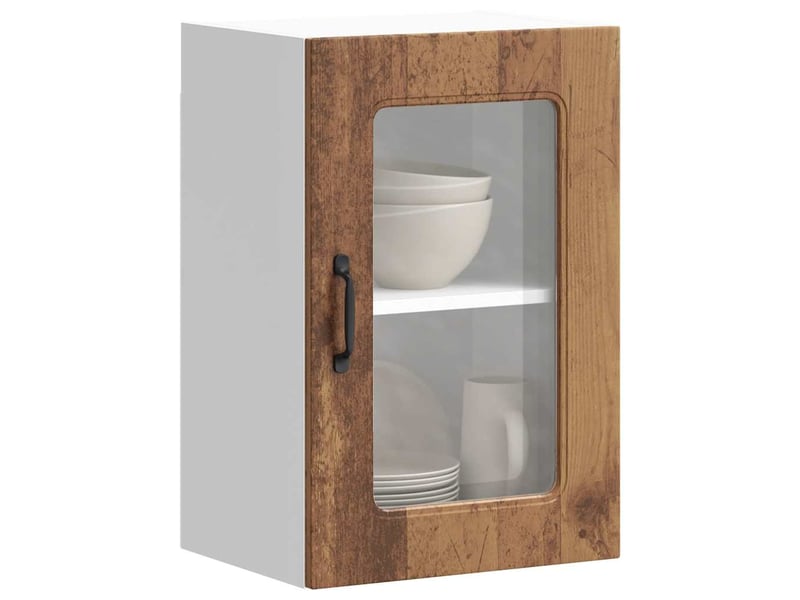  Armoire murale de cuisine avec porte vitrée kalmar bois d'ingénierie ancien shl3886  - Conforama B