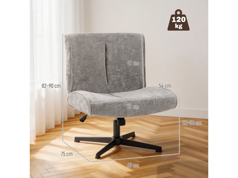  Fauteuil pivotant réglable en hauteur velours gris 75 x 63 x 90 cm  - Conforama C