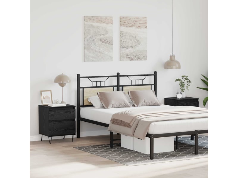  Table de chevet - table de lit chêne noir 40 x 35 x 50 cm bois d'ingénierie  - Conforama C