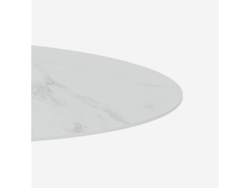  Table de repas ronde en céramique et métal circe 120 - effet marbre blanc  - Conforama C