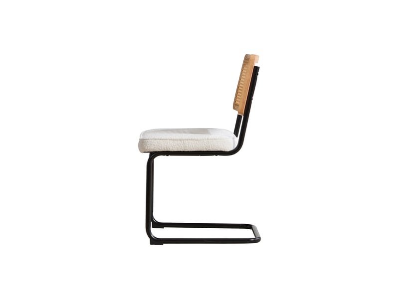  Chaise de salle à manger en tissu chenille et rotin synthétique, pieds en métal W5171P479838 - Conforama B