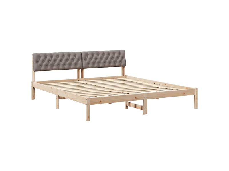  Lit double- lit adulte -  cadre de lit marron et taupe 180 x 200 cm bois massif en pin  - Conforama A