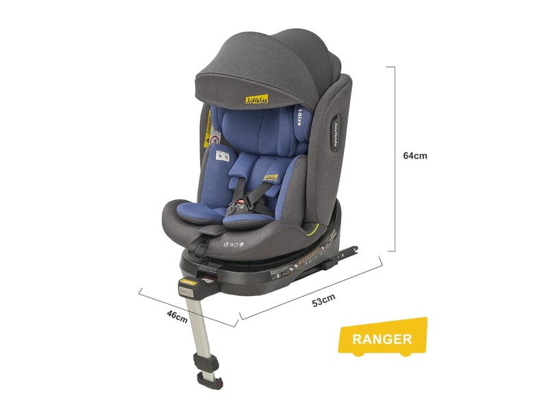  Siège auto enfant 53x46x64 cm bleu en tissu, polypropylène et acier inoxydable, pivotant 360 degrés i-size  - Conforama C