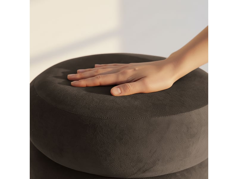 Tabouret en velours avec rangement 42 cm snuggo marron SNUGGO - Conforama B