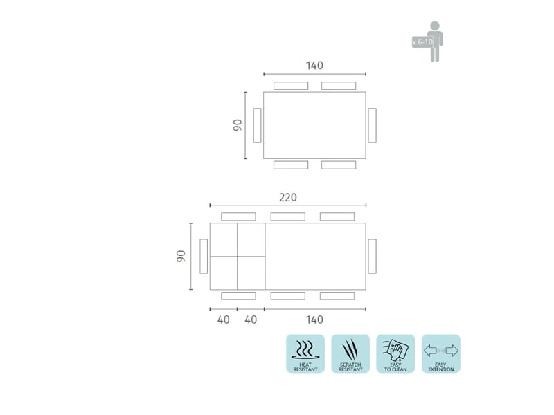  Table de salle à manger extensible en céramique avec pieds en métal linear - blanc  - Conforama D