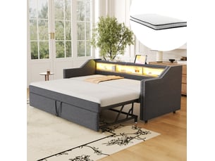 Lit extensible 90x190 cm <strong>FLORAGRACE</strong> <strong></strong> coloris gris