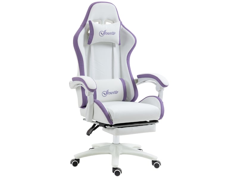  Chaise de jeu avec hauteur réglable et dossier inclinable, 65 x 65 x 121-129 cm, blanche et violette  - Conforama B