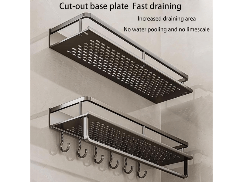  Support de douche sans perçage, support de rangement, support de douche, 4 crochets  - Conforama E