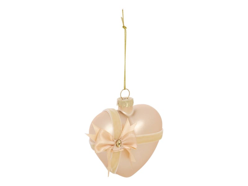  Suspension de sapin cœur en verre doré 8 cm  - Conforama A