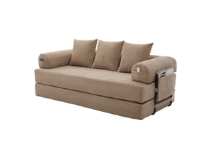Canapé modulaire transformable avec poches latérales et 3 coussins, en velours côtelé kaki, 200 × 94 × 67 cm