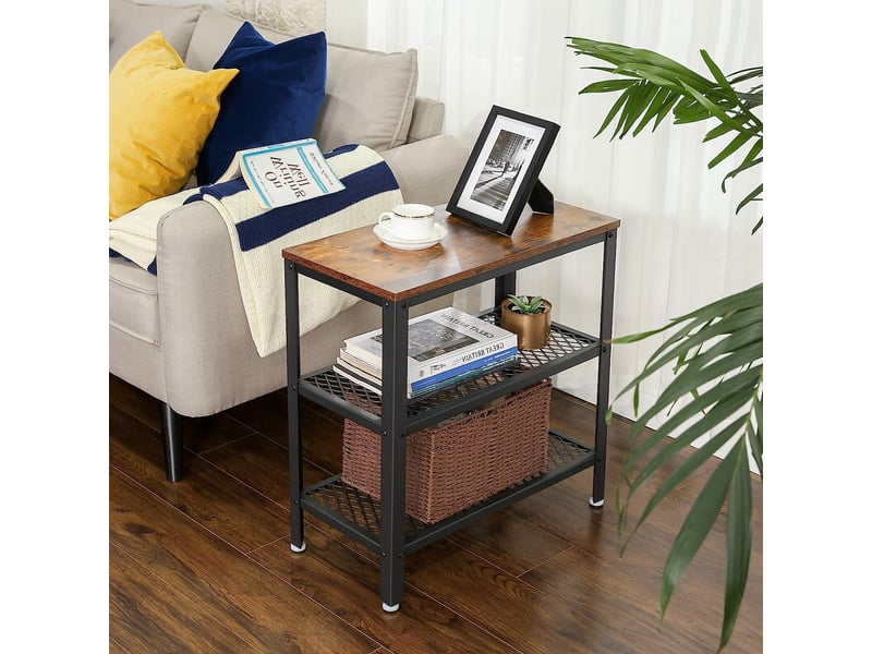  Table de chevet - leobert - brun rustiquenoir - 60 x 30 x 60 cm  - Conforama B