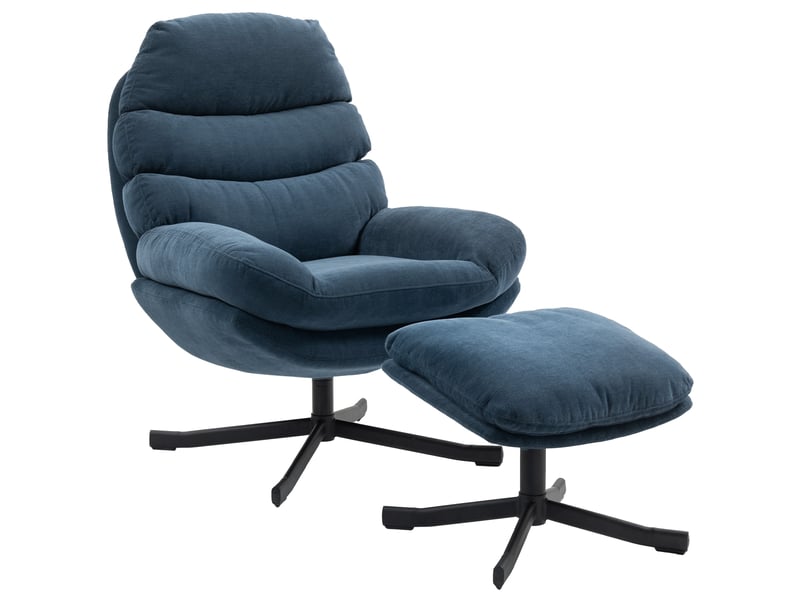  Fauteuil inclinable avec repose-pieds, fauteuil lounge en tissu chenille, fauteuil tv moderne, 78 x 93 x 100 cm, bleu  - Conforama B