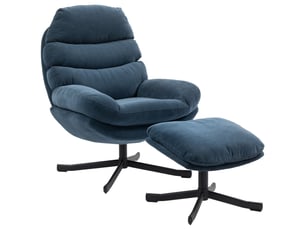 Fauteuil inclinable avec repose-pieds, fauteuil lounge en tissu chenille, fauteuil tv moderne, 78 x 93 x 100 cm, bleu