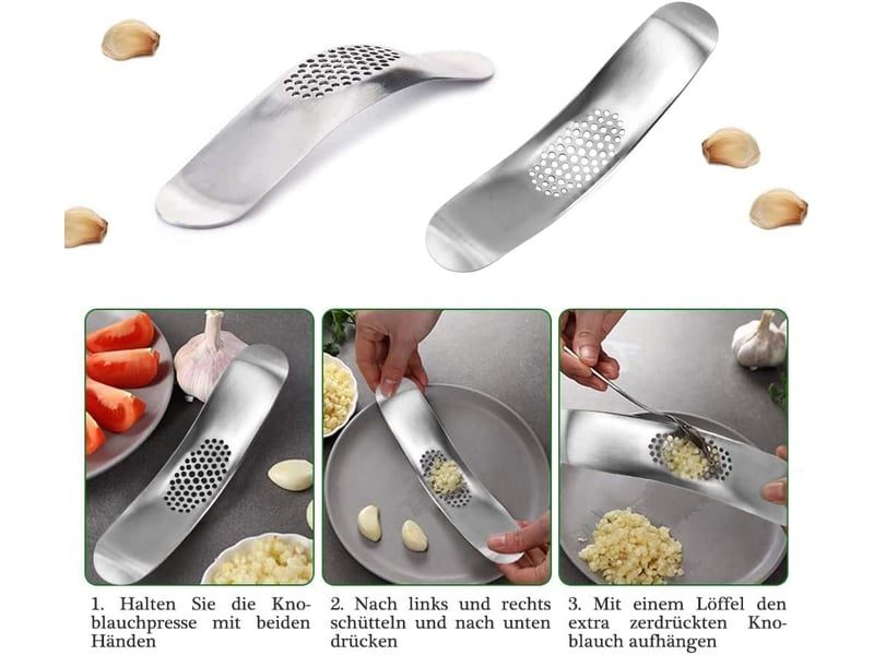  Presse-ail manuelle, presse-ail en acier inoxydable, hachoir à ail manuel, presse-ail de cuisine en forme de bateau,éplucheur d'ail professionnel  - Conforama E