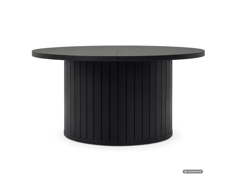  Table basse nubo noire 80 cm ronde cannelée avec rangement 80x80x45 cm NUBO - Conforama B
