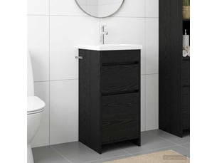 Meuble salle de bain avec évier, meuble de rangement chêne noir 42x40x84.5 cm shl8950
