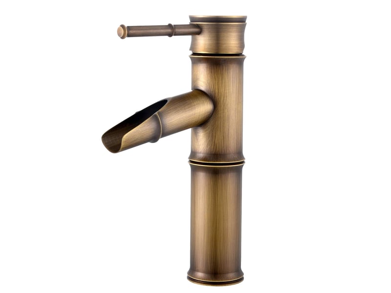  Mitigeur lavabo cascade, robinet lavabo mitigeur salle de bain cascade en laiton, robinet salle bain bambou retro, 2 joints break mouth  - Conforama A