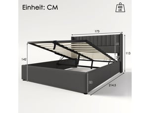 Lit coffre 160x200 cm CRAVDOM coloris gris