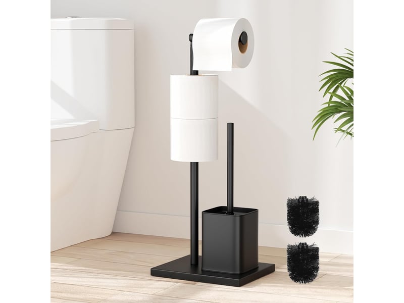 Porte-rouleau papier toilette debout en acier inoxydable – avec brosse wc  - Conforama E