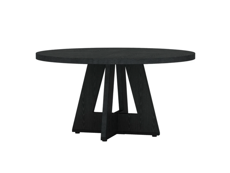  Table de salle à manger ronde 120 cm style maison de campagne bois noir  - Conforama A