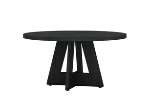 Table de salle à manger ronde 120 cm style maison de campagne bois noir