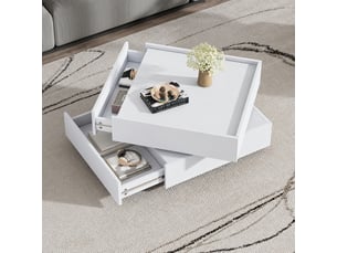 Table basse carré(e) coloris blanc <strong></strong> <strong></strong> - 60 cmx60 cm
