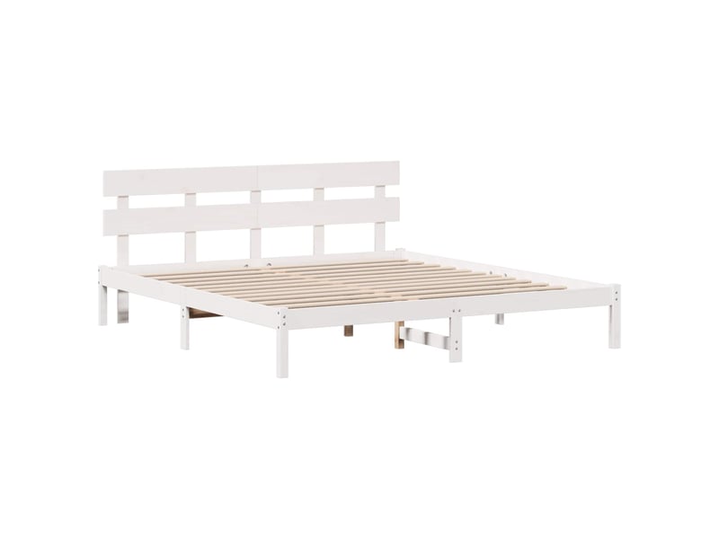  Lit double- lit adulte -  cadre de lit blanc 200 x 200 cm bois de pin massif  - Conforama A