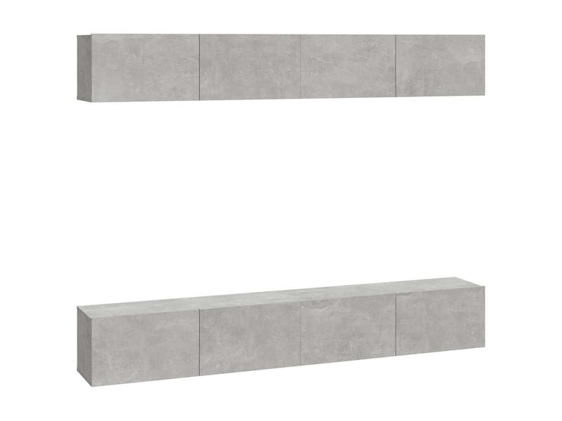  Lot de 4 meuble tv mural, meuble tv suspendu gris béton 100x30x30 cm  - Conforama A