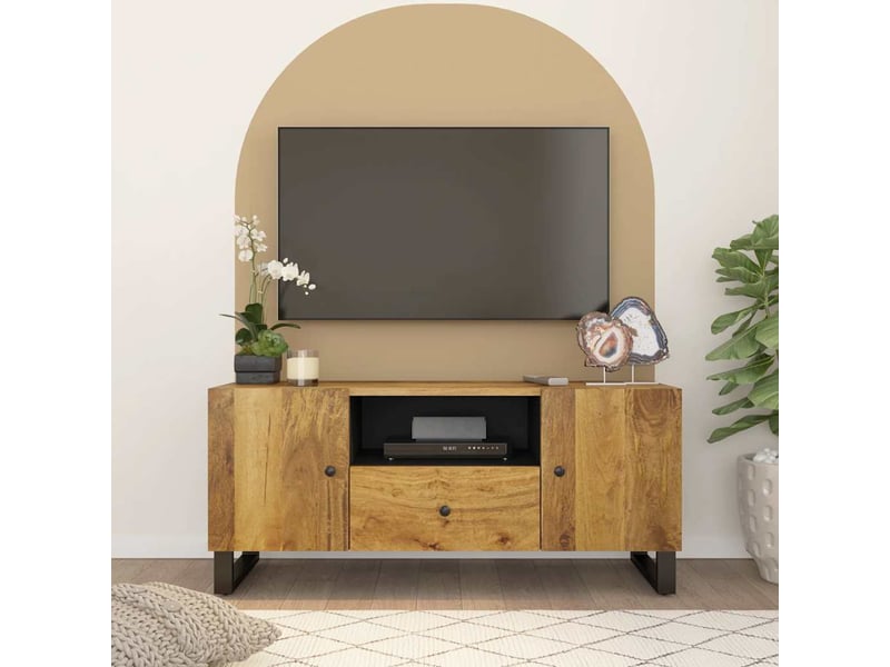  Meuble tv - banc tv - meuble de rangement 105x33,5x46 cm bois de manguier et d'ingénierie  - Conforama B
