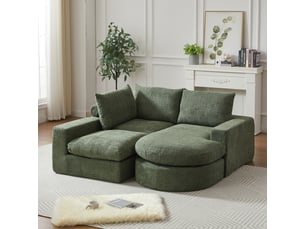 Canapé d'angle gauche fixe <strong></strong> <strong></strong> 3 places Tissu vert