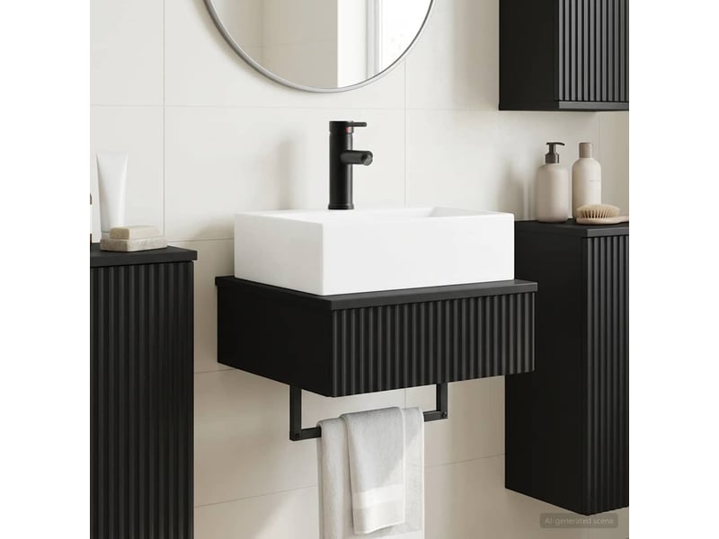 Basin de lavage mural, lavabo noir 40x41x39 cm bois d'ingénierie - Conforama B