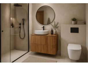 Meuble sous vasque suspendu linea 80 cm chêne craft d'or avec plan de travail