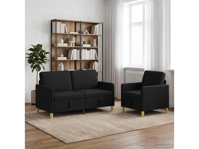  Canapé avec rangement 2 pcs noir polyester shl8135  - Conforama B