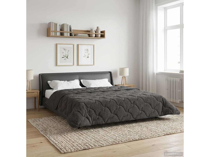  Duvet - couette complet toute l'année matelassé anthracite 200 x 200 cm  - Conforama D