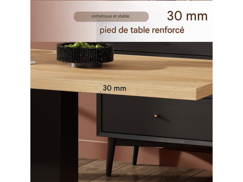 Table à manger extensible en mdf coloris bois naturel 140-180x70x75 cm - pangivo - Conforama D