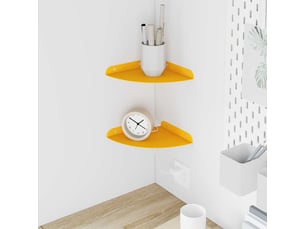 Lot de 2 étagères flottantes d'angle, étagères murales jaune moutarde 18 x 18 x 2 cm cf41646