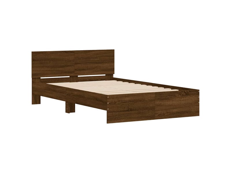  Lit double- lit adulte -  cadre de lit sans matelas chêne marron 135x190 cm  - Conforama C