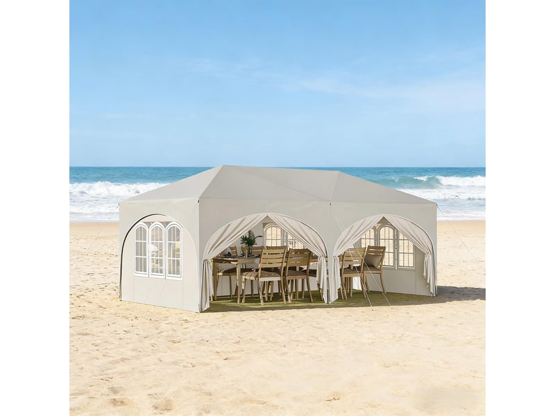  Gazebo pliable 3x6 m avec 6 parois, hauteur réglable, protection uv, sac de transport  - Conforama B
