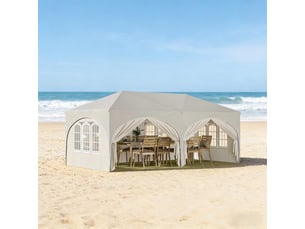 Gazebo pliable 3x6 m avec 6 parois, hauteur réglable, protection uv, sac de transport