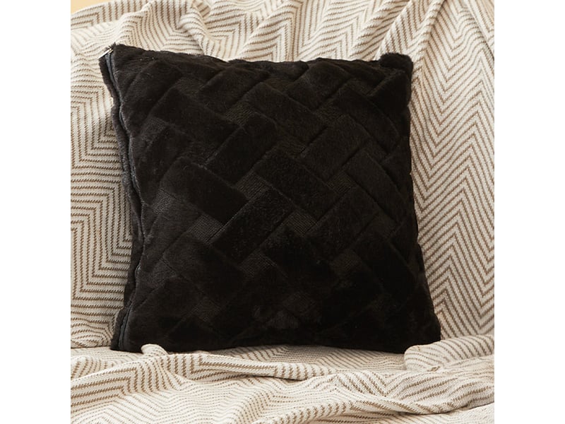  Coussin carré en tissu à motifs noir 43x43 cm  - Conforama B