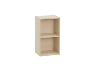 Etagère cube meuble de rangement compact à 2 niches ouvertes, coloris greige - longueur 30 x profondeur 24 x hauteur 54 cm