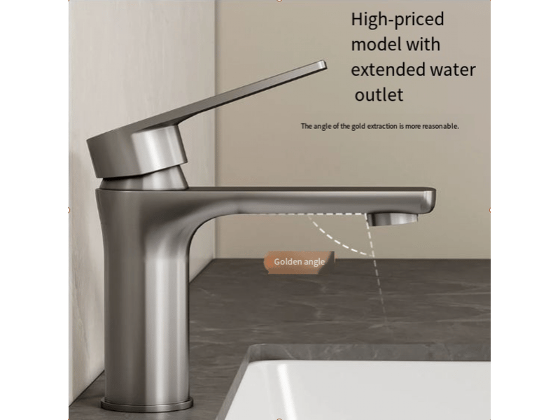  Robinet en acier inoxydable pour lavabos et éviers, eau chaude et froide, un tuyau d'arrivée d'eau de 60 cm.（gris anthracite）  - Conforama C