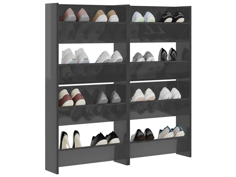  Armoires à chaussures murales 4 pcs gris brillant 60x18x60 cm  - Conforama D