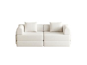 Canapé d'angle panoramique fixe <strong></strong> <strong>Qualité haut de gamme</strong> 2 places Tissu Blanc