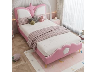 Lit simple 90x200 cm <strong>HAUSS SPOLE</strong>  <strong></strong> coloris rose