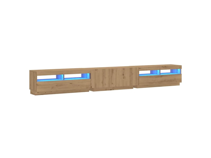  Meuble tv - banc tv - meuble de rangement avec lumières led chêne artisanal bois d'ingénierie  - Conforama C