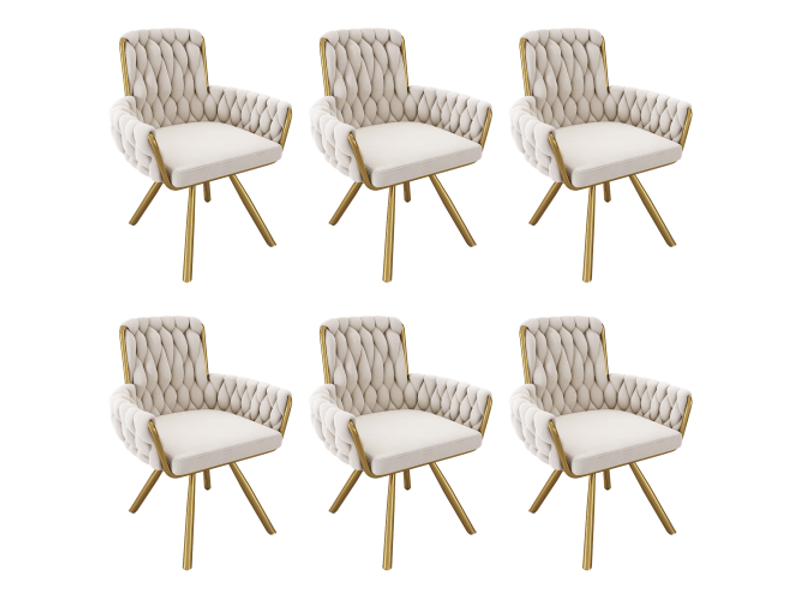  Lot de 6 chaises en velours coloris beige chaise beige - Conforama A