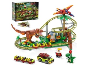 Jeu de construction parc dinosaure 1222 pieces 4 figurines vert