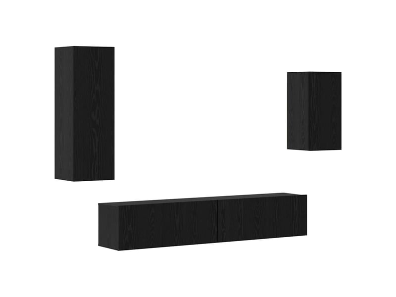  Ensemble meuble tv - banc tv - meuble de rangement 4 pcs chêne noir bois d'ingénierie  - Conforama A