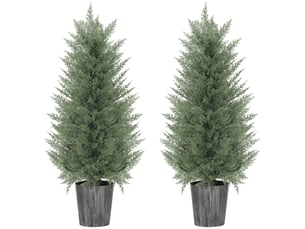 Mur vegetal artificiel lot de 2 cyprès en pot aspect réaliste résistant aux uv en plastique vert 90 cm